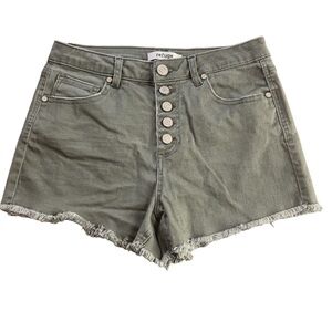 Refuge - Womens High Waist Button Up Fringe Shorts Sz 8